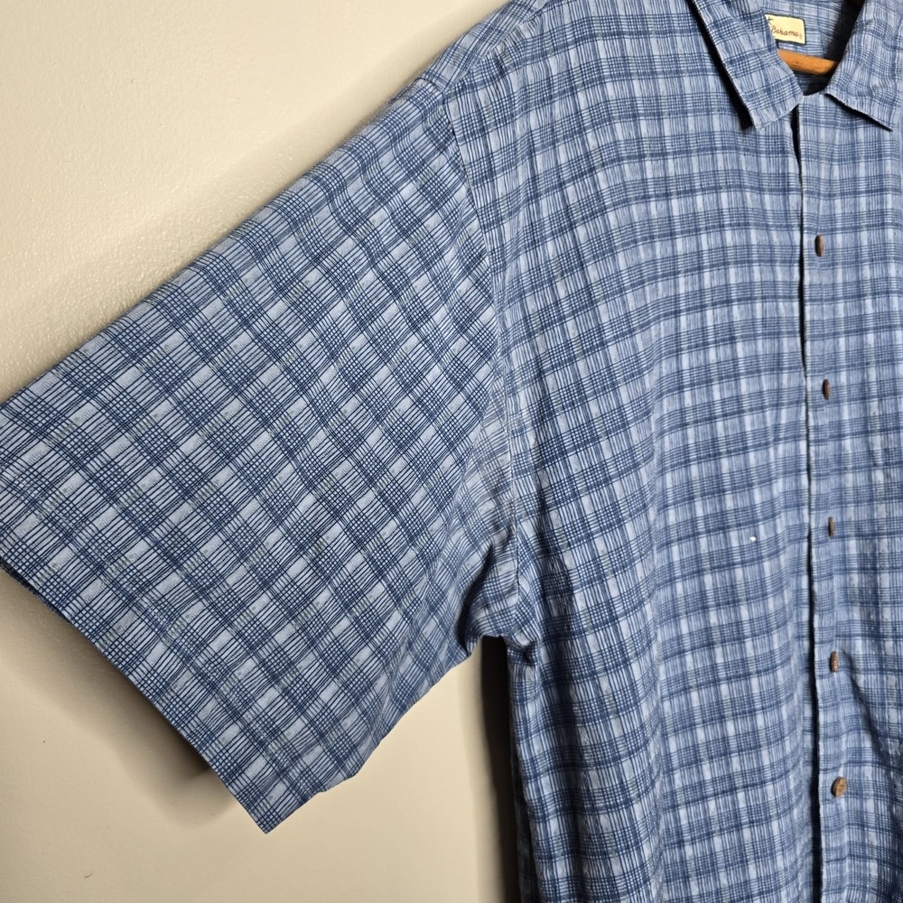 Tommy Bahama Mens Blue 100% Silk Geometric Short Sleeve Button Down Shirt XLarge - Picture 4 of 14